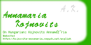 annamaria kojnovits business card